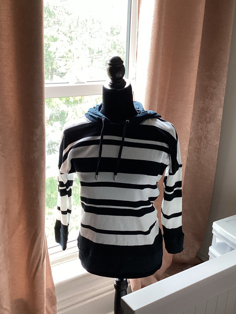 Ralph Lauren Black and White Striped Crewneck Sweater